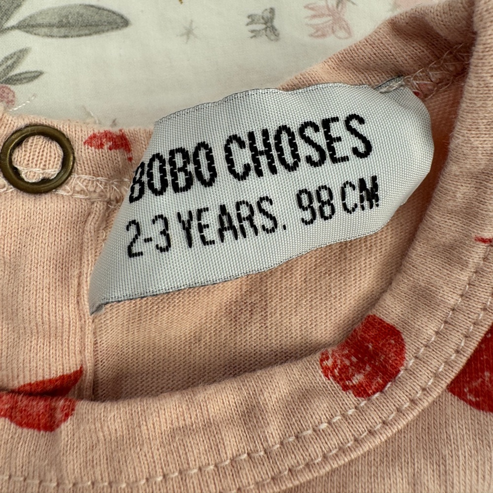 Bobo Choses Apple Print Organic Cotton Romper Girls 2-3Y 98cm Red Pink - Picture 4 of 7